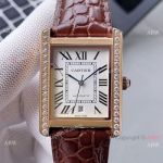 High Quality Replica Rose Gold Cartier Tank Solo Automatic Watch With Diamond Bezel